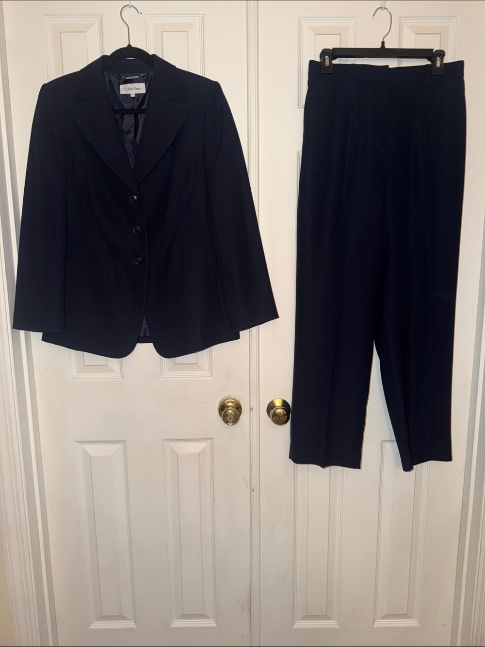 Calvin Klein Navy Blue Women's Two-Piece Tailored Pantsuit-Sz 8